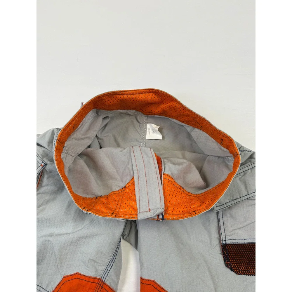 Billabong‎ Y2K Mens Board Shorts Size 32 Grey Orange Honeycomb Cargo M1096 Gas